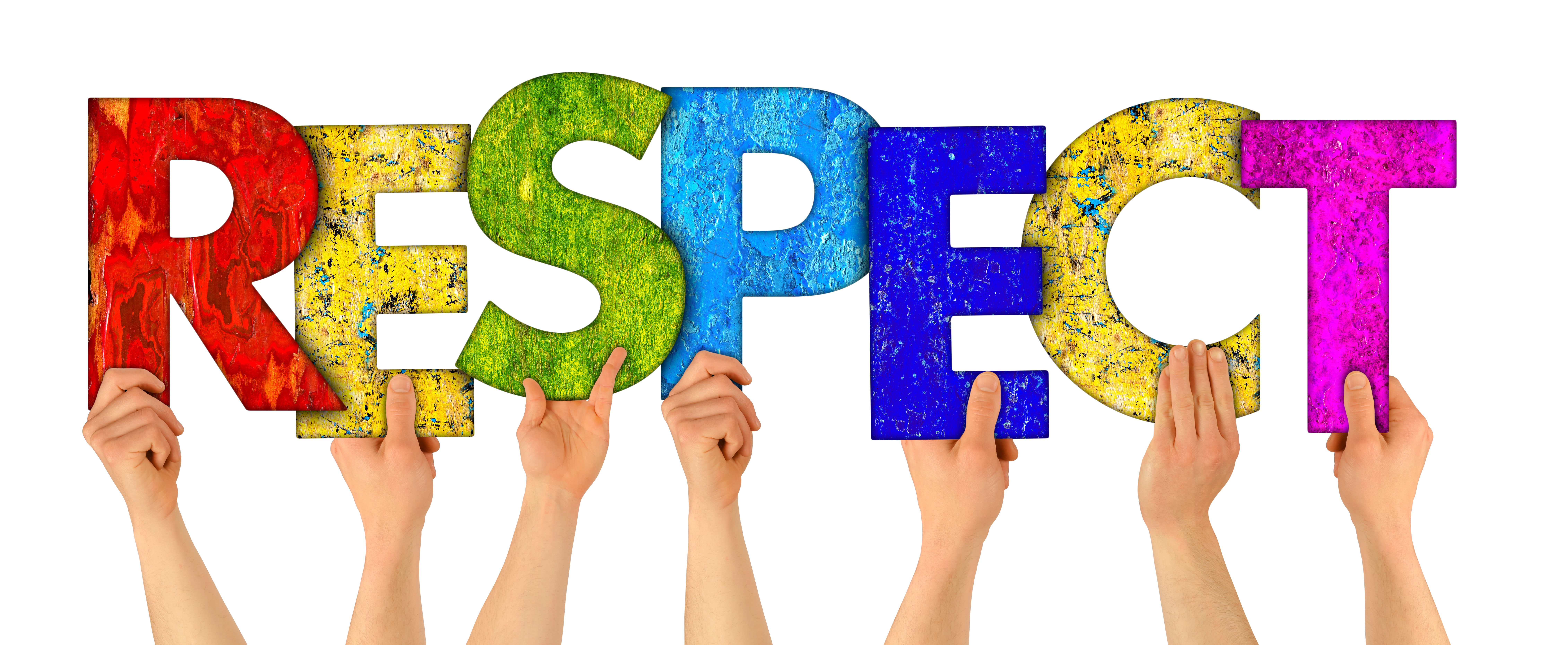A sign with the word Respect.